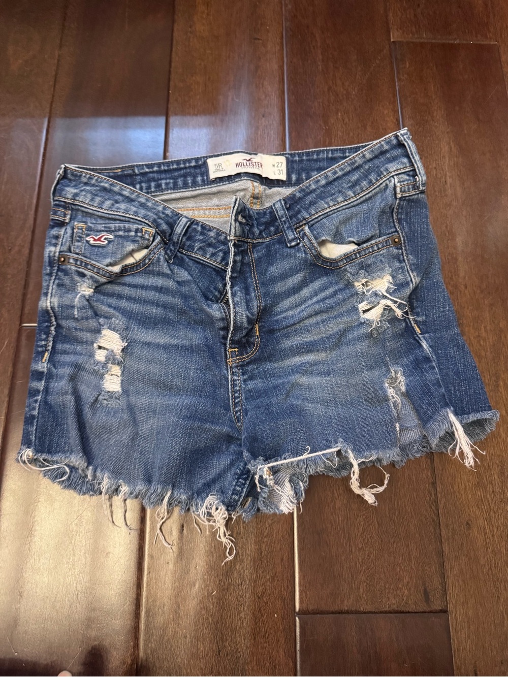 Hollister Women's Blue Distressed Cutoff Denim Shorts
